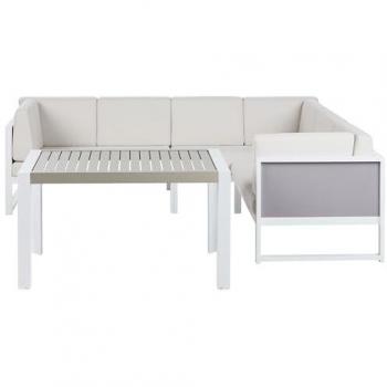 Conjunto de jardín Beliani Castella con mesa de centro y cojines color crema