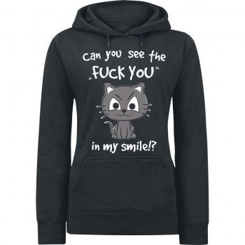 Sweat‑shirt à capuche Merchandising Fun de Tierisch – Can You See The Fuck You In My Smile!? – XS à XL – Femme – Noir