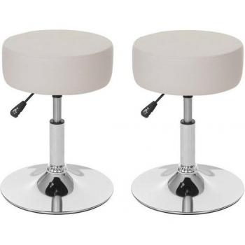Eleganter Kunstlederhocker MCW-C22, 2er-Set, creme