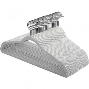 SONGMICS Samt Kleiderbügel, 30er Set, 42 cm, drehbarer Haken, weiß