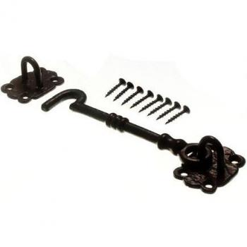 Cabin Hook and Eye 150mm 6 Inch Black Antique with Screws