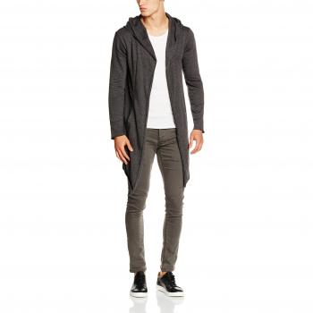 Cardigan Urban Classics Long Hooded Open Edge Charcoal Größe S