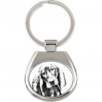 Silberner Schlüsselanhänger Art‑Dog Black & Tan Coonhound