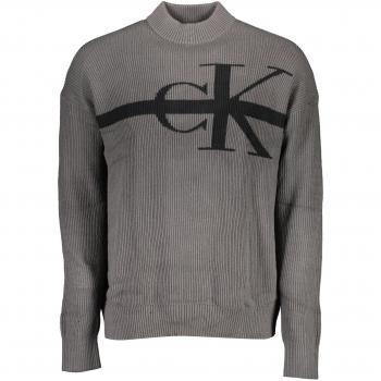 Sleek Embroidered Gray Turtleneck for Men