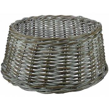 Base Decorativa per Albero di Natale in Rattan Sbiancato