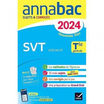 Annales du bac Annabac 2024 SVT Tle générale (spécialité)
