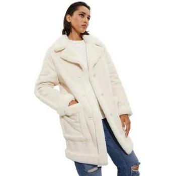 Cappotto da donna in camoscio con pelliccia sintetica