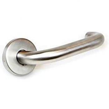 Emuca manetas de acero inoxidable para puertas de interior, juego con roseta D.53 mm, diseño U, acabado níquel satinado