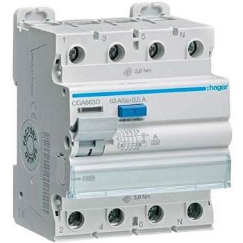 Hager FI-Schutzschalter CGA663D 4-polig A 63/0,5A 10kA