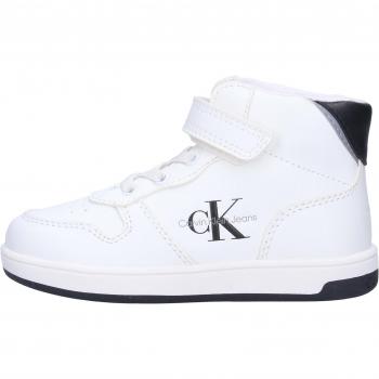 Sneakers alte per bambini Calvin Klein white/black con lacci e strappi