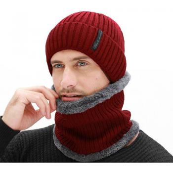 Black Wool Beanie and Scarf for Men and Women