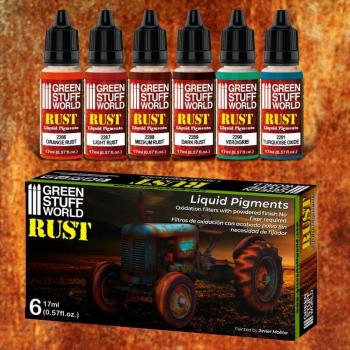 Pigments Rouille Liquides Green Stuff 6 x 17ml