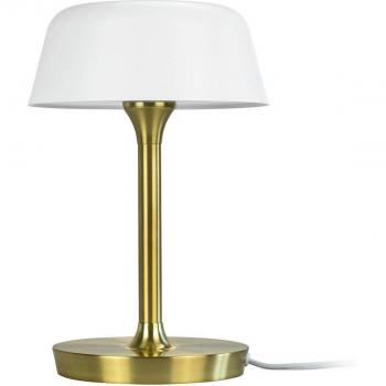 Lámpara de mesa Valencia de Dyberg Larsen, acabado blanco y latón, altura 30 cm