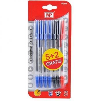 Boligrafos punta 1.0mm PACK 7 0.5/CADA