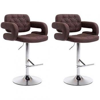 Set di Sgabelli Girevoli Dublin in Tessuto Marrone