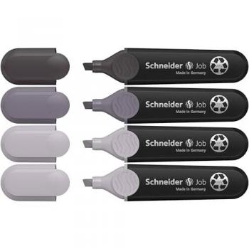 Schneider Evidenziatori Job – 5 mm, colore grigio, 4 unità + 1 gratis