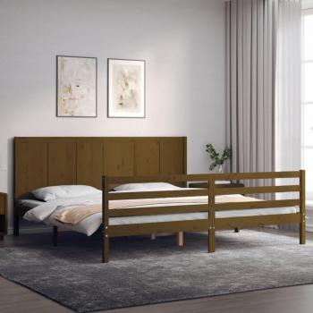 Estructura cama y cabecero madera maciza marrón miel 200x200 cm Vidaxl Marrón