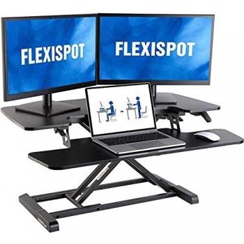 FLEXISPOT Adjustable Standing Desk Converter Sit Stand Desk Height Adjustable Desk Converter-35 Inch Wide Work Surface M17MB