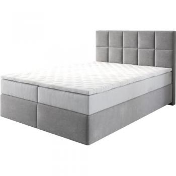 DELIFE Boxspringbett Dream-Fine 140x200 cm Mikrofaser Grau mit TFK-Matratze und Visco-Topper