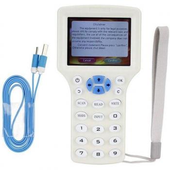 RFID Leser-Schreiber mit 10 Frequenzen, USB-Kabel und LCD-Anzeige für 125kHz und 13,56MHz Karten