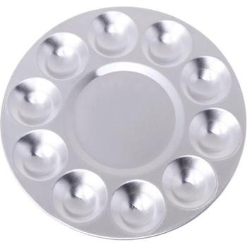 Aluminum Round Palette with 10 Grooves for Nail and Oil Painting