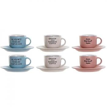 DKD Home Decor Bunte Steingut-Tassen (Set mit 3, 200 ml)