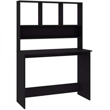VidaXL Engineered Wood Desk with Shelves Grey 110x45x157 cm