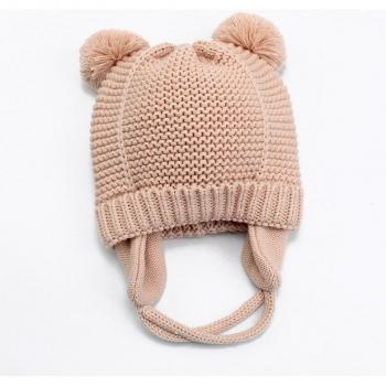 Fleece-Lined Winter Hat for Newborns with Pompom 0-24 Months