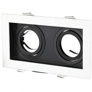 V-Tac 2xGU10/GU5.3 (MR16) Schwenkbarer LED-Einbaustrahler Rechteckig Weiß und Schwarz