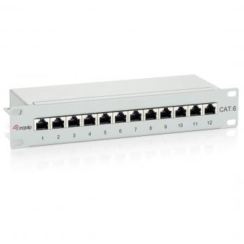 Shielded 12‑Port Cat 6 Patch Panel – Light Grey