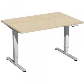 Gera Elektro Hubtisch Profi – 1200 × 800 mm, 625–1285 mm, Ahorn Silber