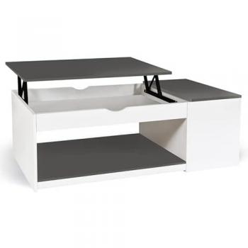 Mesa de centro Elea con diseño elevable y estuche blanco y gris
