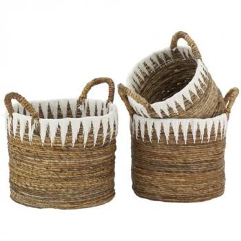 Corbeilles rondes en fibres naturelles