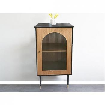 Mesa Fijalo DM/Metal Natural con Puerta de Vidrio