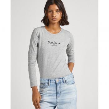 New Virginia Women’s Long Sleeve Tee – Pepe Jeans – Grey Marl (Large)