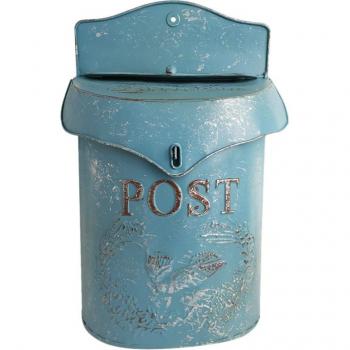 Retro-Style Blue Iron Mailbox