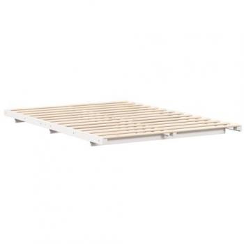 Cadre surélevé lit blanc 160 × 200 cm, bois pin, marque Vidaxl