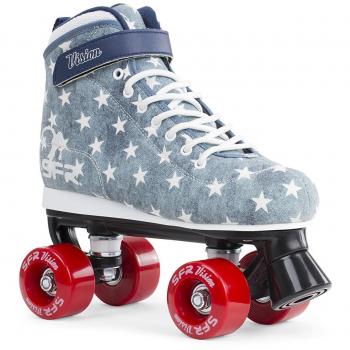 UK 5 SFR Vision II Canvas Junior Quad Skate – Blue Jeans Design