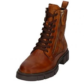 Braune Damen Leder Schnürstiefelette mit Blockabsatz Größe 41