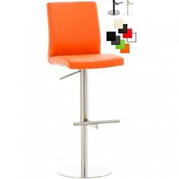 Tresenstuhl Cadiz I – verstellbar, orange Kunstleder, runder Bodenteil