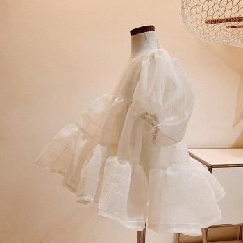 Robe de mariage tulle manches bouffantes pour bébé fille 1-3 ans