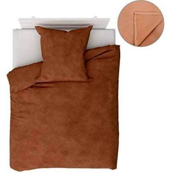 Set de literie 4 pièces – Couette, draps, taies d’oreillers (Beige)