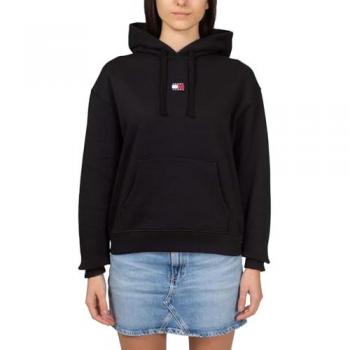 Sweat Boxy à Capuche de Tommy Jeans, Logo Brodé, Femme, Noir, Manches Longues