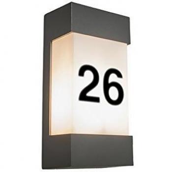 QAZQA Modernes Außenwandelicht Anthrazit mit Hausnummer, IP54, Tide V, Aluminium/Kunststoff, LED, rechteckig, E27, 18 W