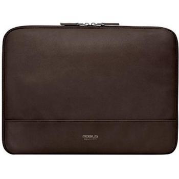Mobilis Housse Ordinateur Portable jusqu'à 14'', Pochette Protection PC 13'' en Simili Cuir Déperlant, Élastiques de Maintien, Intérieur en Doudou, Marron