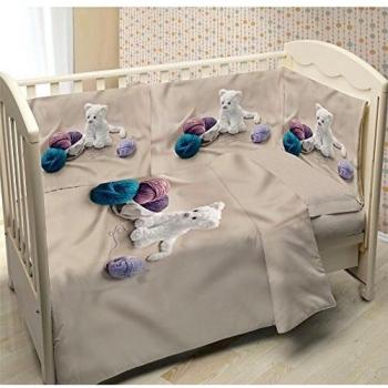 Copripiumino 3 Pezzi Ipersan My Sweet Cat Fine‑Art – Lettino Fotografo in Cotone Beige/Bianco/Lilla