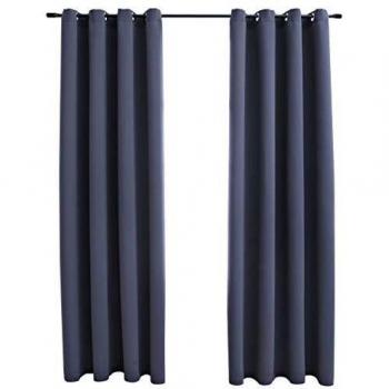 VidaXL Thermal Curtains with Metal Rings 2 pcs Anthracite 140x245 cm