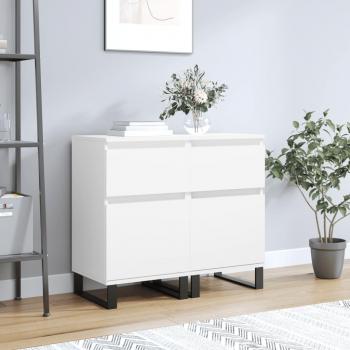 Stylish White Engineered Wood Sideboard Pair