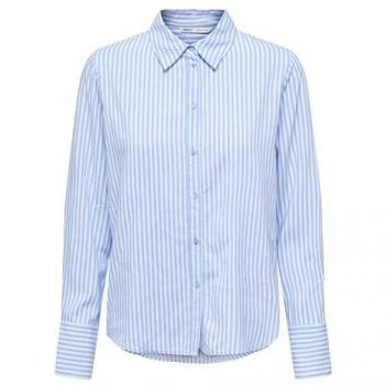 Camicia a righe da donna Only Berit Life in blu, maniche lunghe e colletto per uso quotidiano
