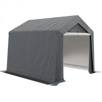 Abri de Jardin Outsunny 3 m x 3 m – Tente à Grande Porte, Gris Foncé